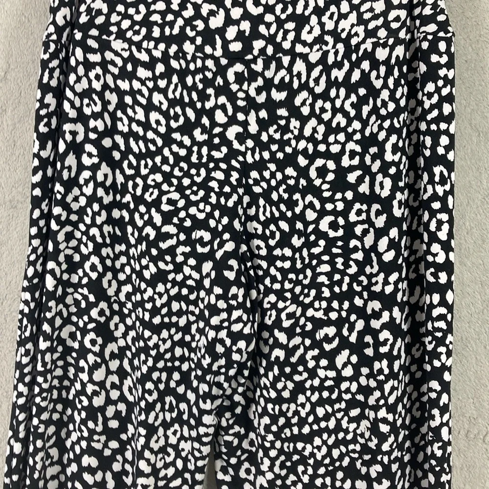 Robert Louis Wide Leg Pant Size M Palazzo Boho Black & White Elastic Waist - Picture 2 of 6